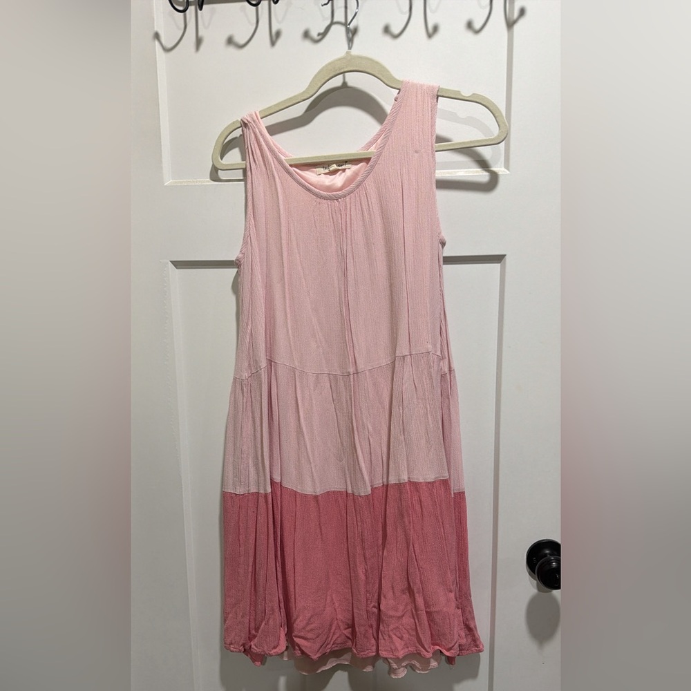 Pink Sleeveless Tiered Dress